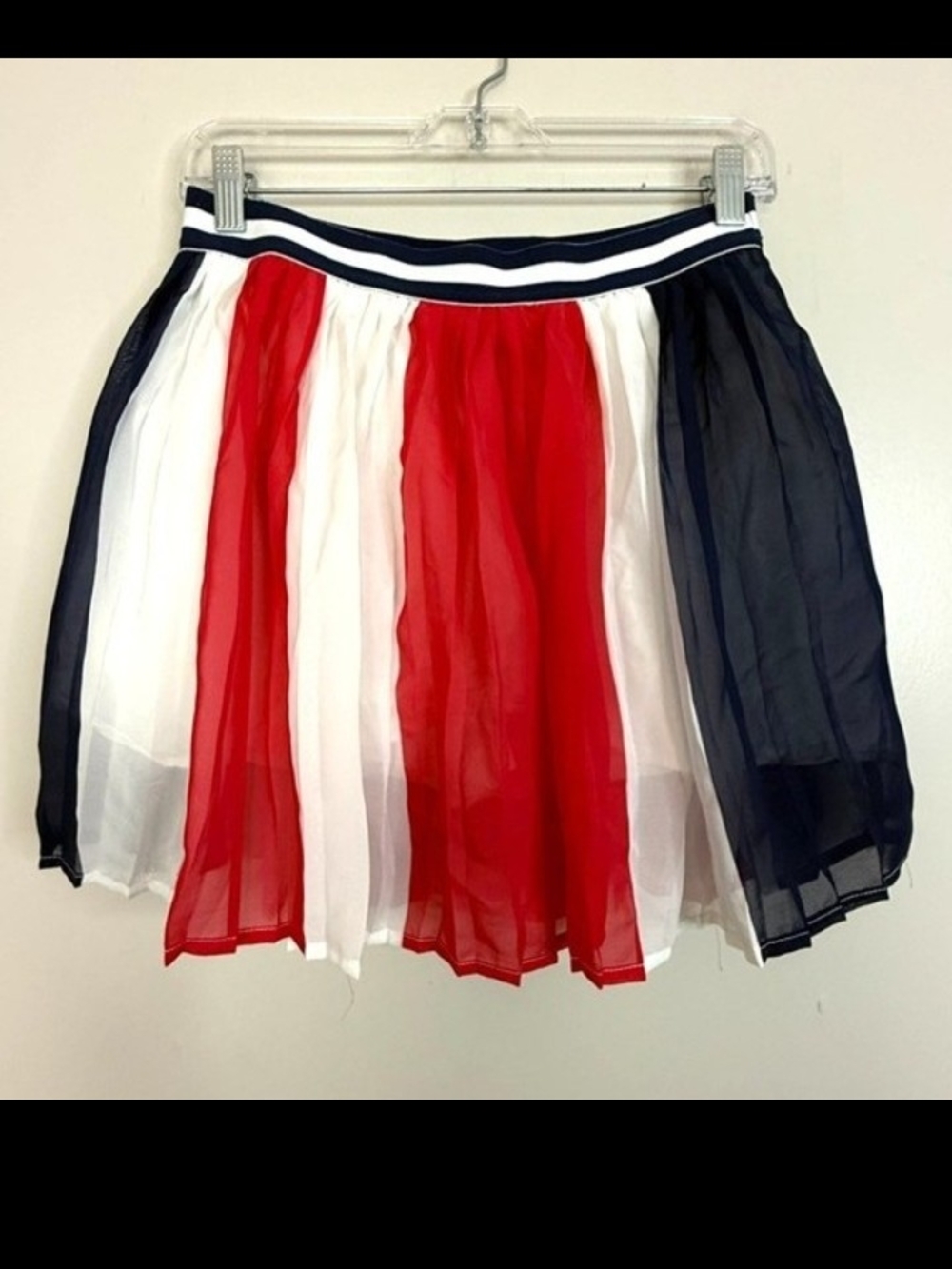 Disney Red White and Navy Striped Pleated Skirt
